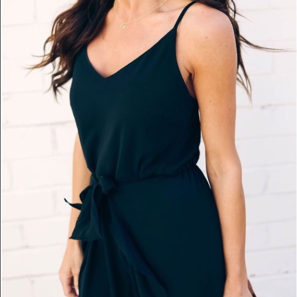 $ FIRM 🌷Black Cami Ruffled Wrap Jumpsuit - Picture 3 of 5